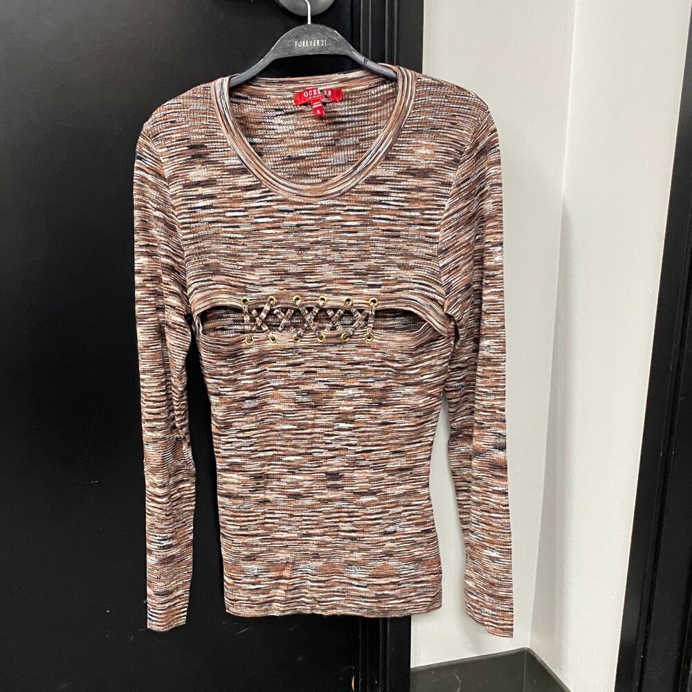 New! Guess  Lace Up Sweater Size XL